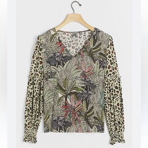 Anthropologie Blank London Wildlife Elephant Top Size XS